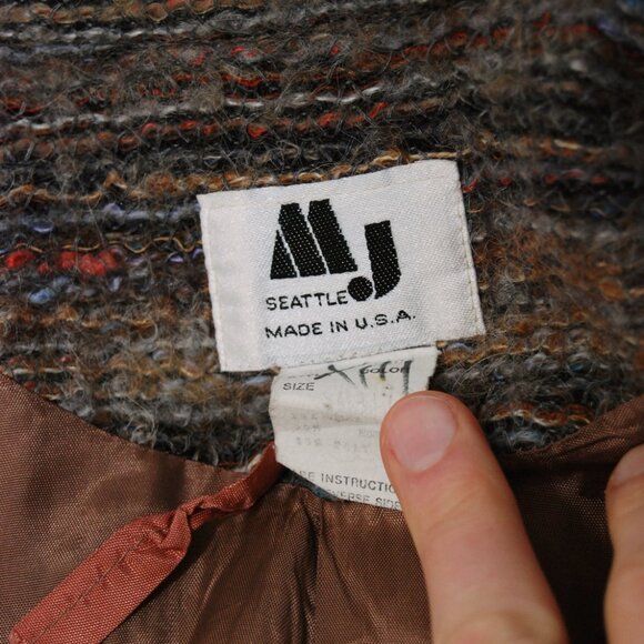 70s Mohair Duster Jacket (S) small grey brown MJ Seattle vintage trench wool - Picture 9 of 9